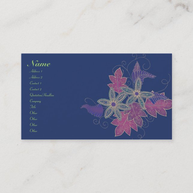 Antiqued Floral Business Cards (Front)