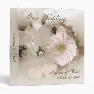 Antiqued Gerber Daisy & Hearts Wedding 1" Binder