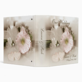 Antiqued Gerber Daisy & Hearts Wedding 2" Binder