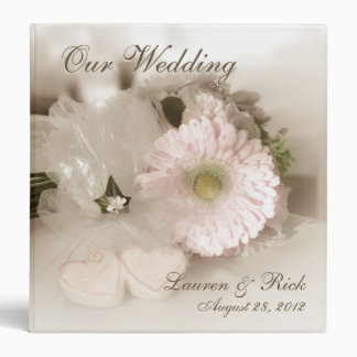 Antiqued Gerber Daisy & Hearts Wedding Binder