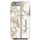 Antiqued Gold Golden Swirl Faux Jewel Personalized