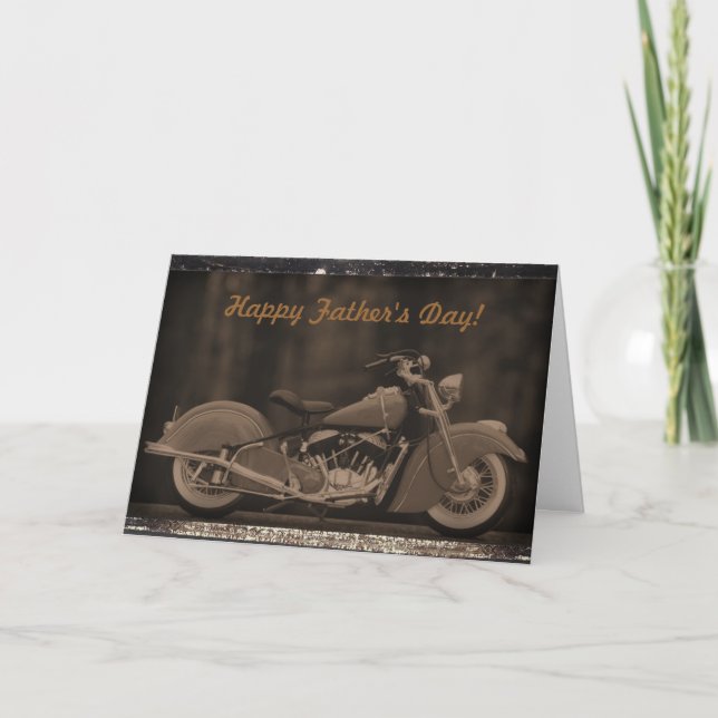 Antiqued Motorcycle Photo Card (Front)