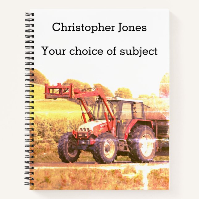 Antiqued red Grays Linkon tractor, your name Notebook (Front)