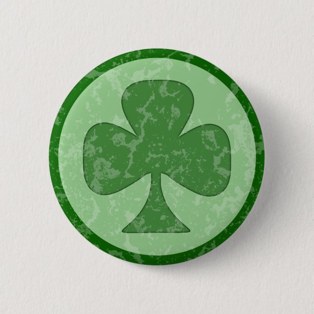 Antiqued Shamrock Pinback Button (Front)