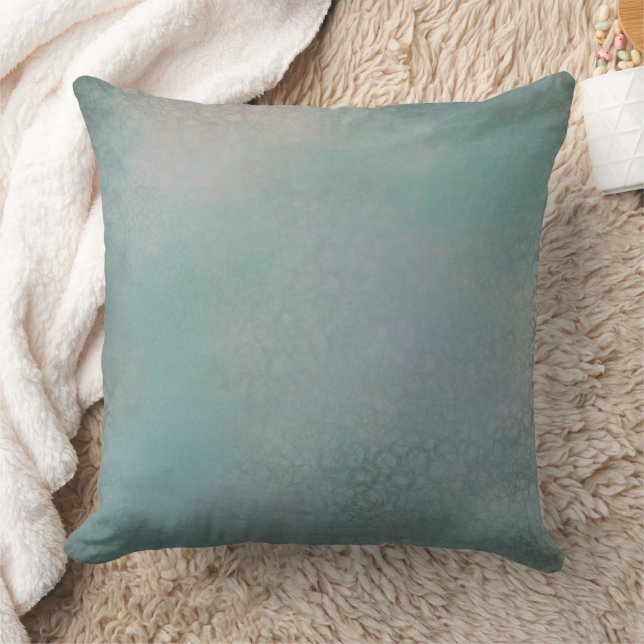 Antiqued Teal Faux Lace Vintage Pattern Throw Pillow (Blanket)