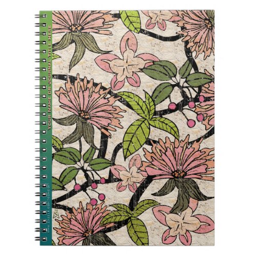 Antiqued Watercolor Blossoms Personalized Notebook