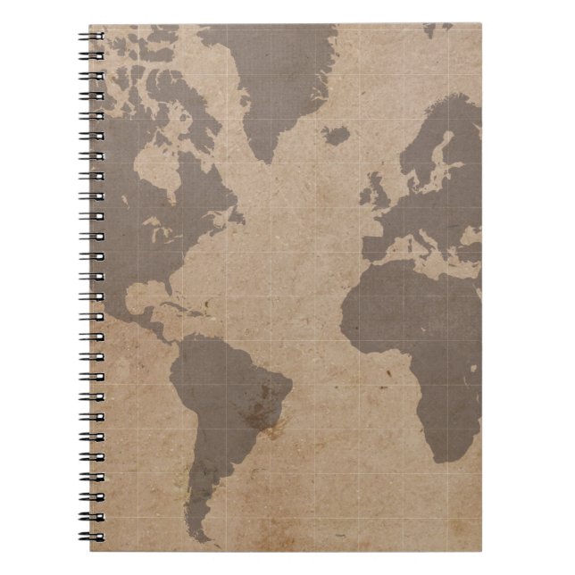 Antiqued World Map Notebook (Front)