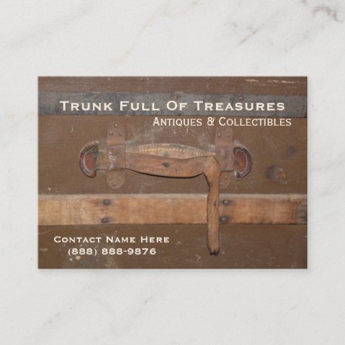 Antiques and Collectibles Old Wooden Trunk Business Card Template