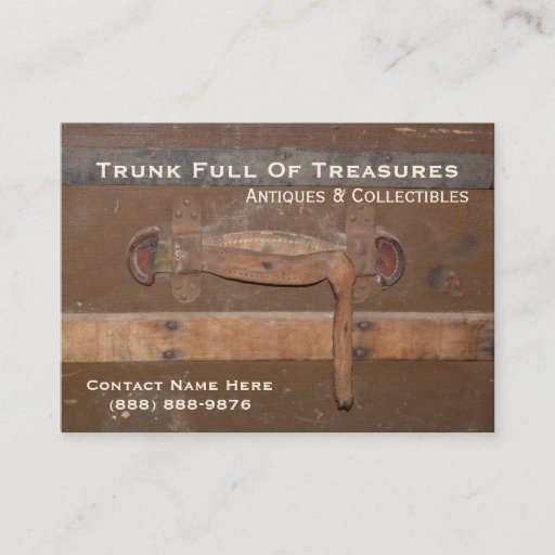 Customizable Antiques and Collectibles Old Wooden Trunk Business Card Template