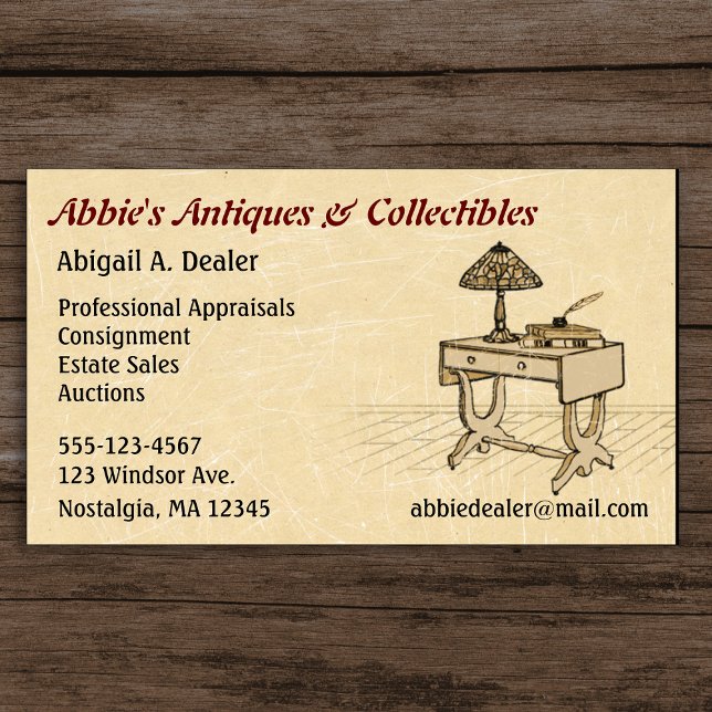 Antiques Auctions Estate Sales Parchment Style Business Card (Creator Uploaded)