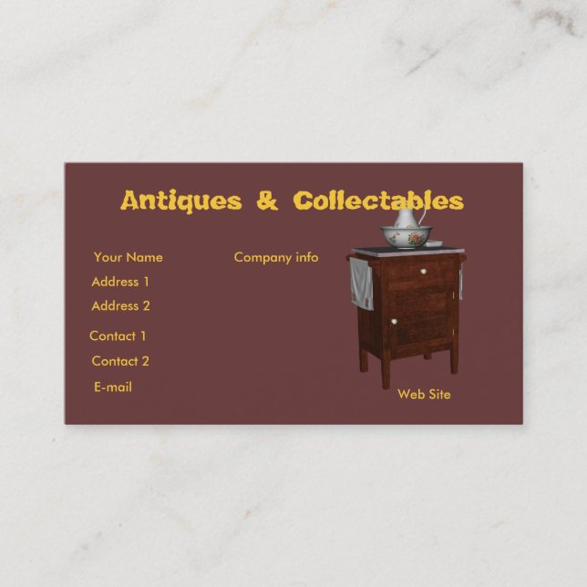 Antiques & collectables business card (Front)