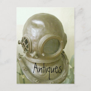 Antiques Postcard Vintage Scuba Helmet