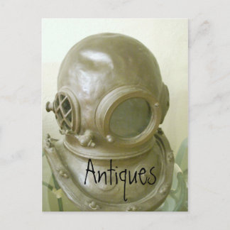 Antiques Postcard Vintage Scuba Helmet