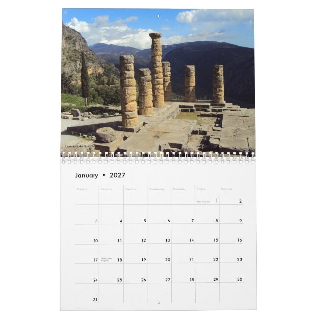 Antiquities of Greece Calendar (Jan 2027)