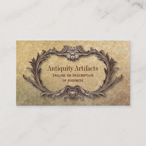 Customizable Antiquity Parchment Damask Business Cards