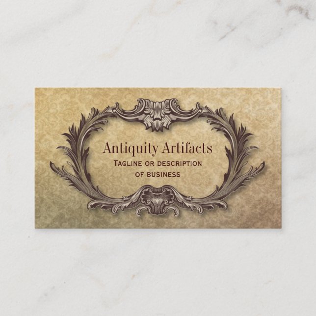 Antiquity Parchment Damask Business Card (Front)