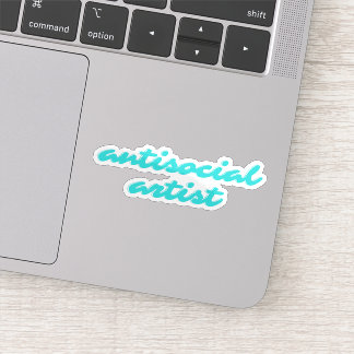 Antisocial Artist | Aqua Blue Funny Cursive Sticker