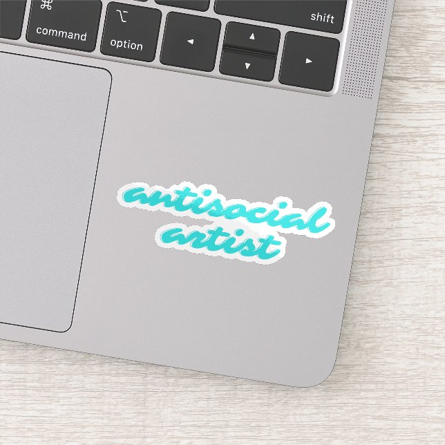 Antisocial Artist | Aqua Blue Funny Cursive Sticker (Detail)