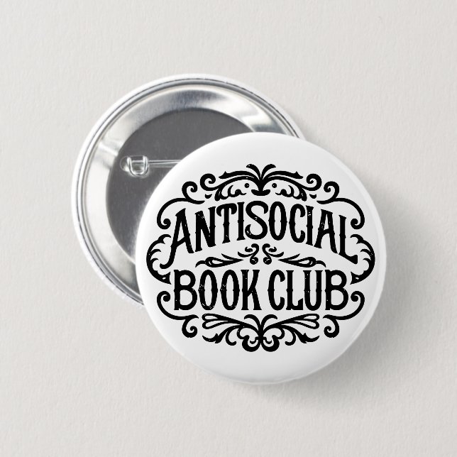 Antisocial book club introvert reader button (Front & Back)