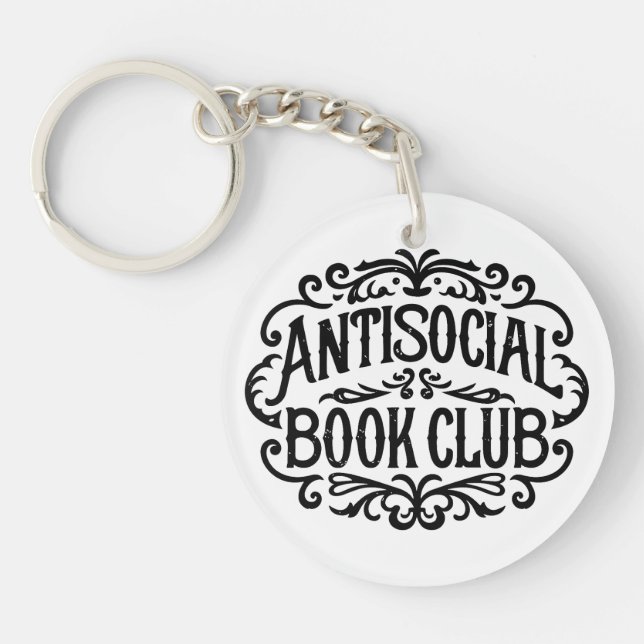 Antisocial book club introvert reader keychain (Front)