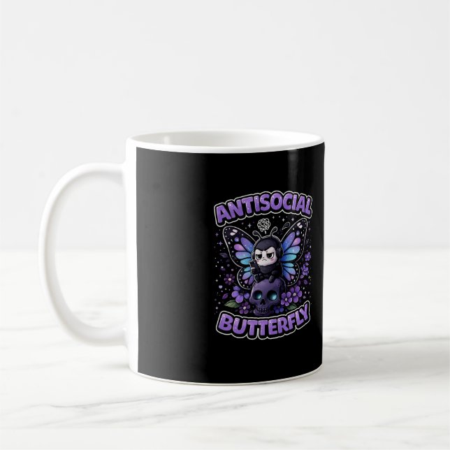 Antisocial Butterfly Coffee Mug (Left)