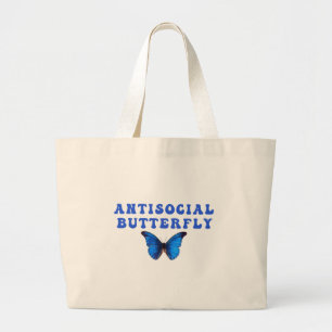 Antisocial butterfly ,colorful butterfly large tote bag