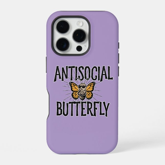 Antisocial Butterfly - funny hermit iPhone Case (Back)