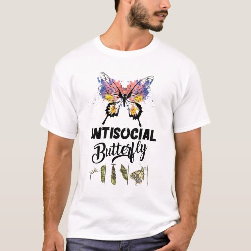 Antisocial Butterfly Introvert Distressed T_Shirt