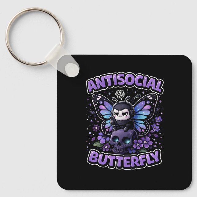Antisocial Butterfly Keychain (Front)