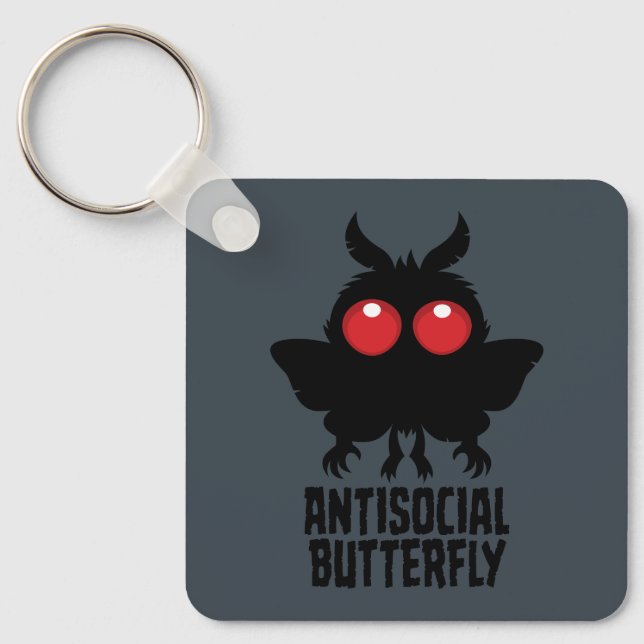 Antisocial Butterfly Mothman Cryptid Keychain (Front)
