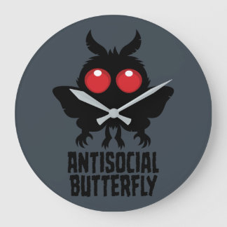Antisocial Butterfly Mothman Cryptid Large Clock