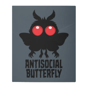 Antisocial Butterfly Mothman Cryptid Metal Print