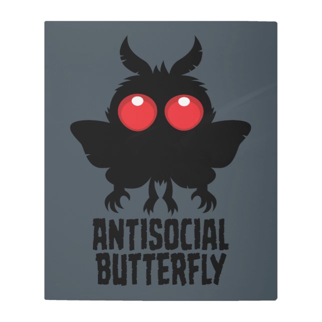 Antisocial Butterfly Mothman Cryptid Metal Print (Front)