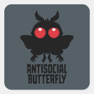 Antisocial Butterfly Mothman Cryptid Square Sticker