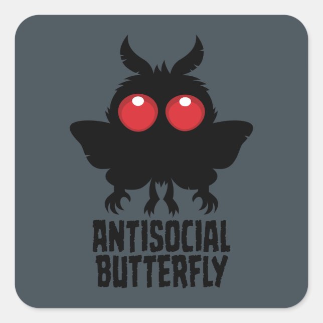 Antisocial Butterfly Mothman Cryptid Square Sticker (Front)