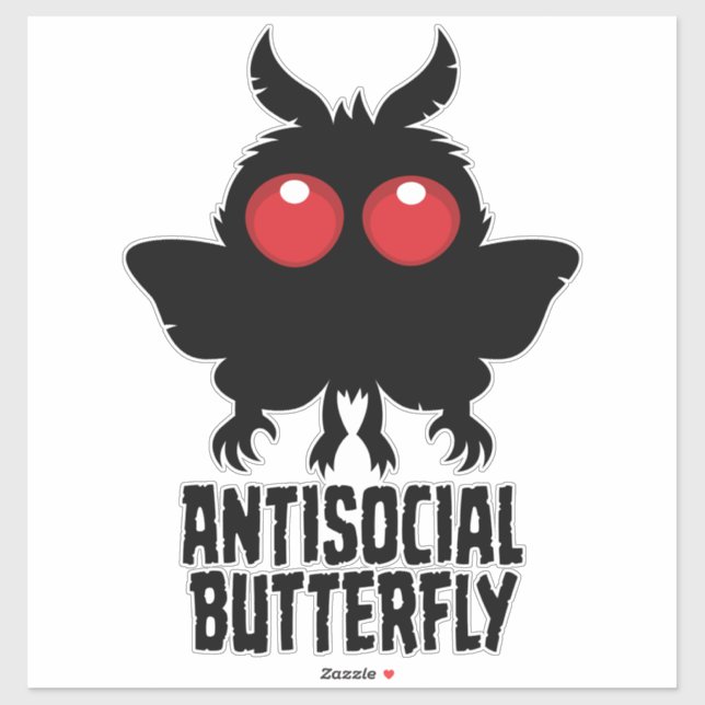Antisocial Butterfly Mothman Cryptid Sticker (Sheet)