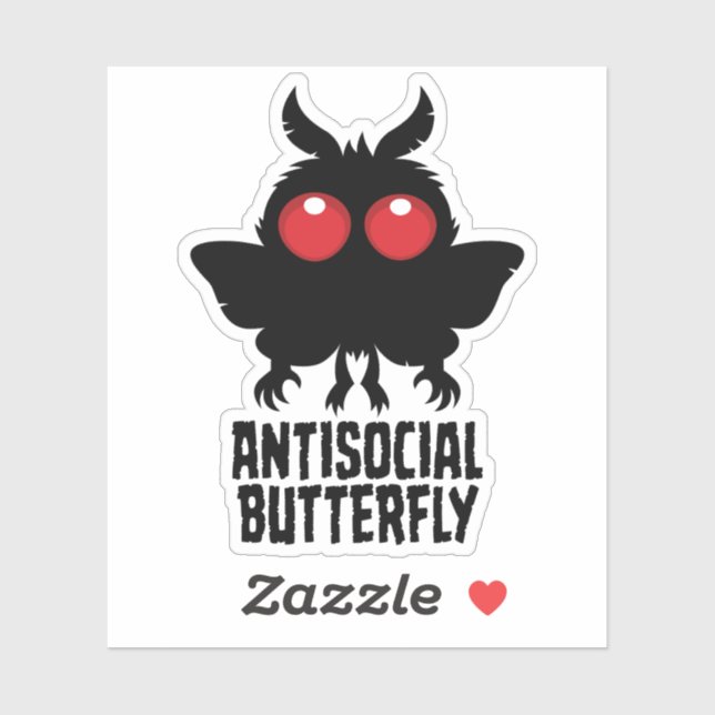 Antisocial Butterfly Mothman Cryptid Sticker (Sheet)
