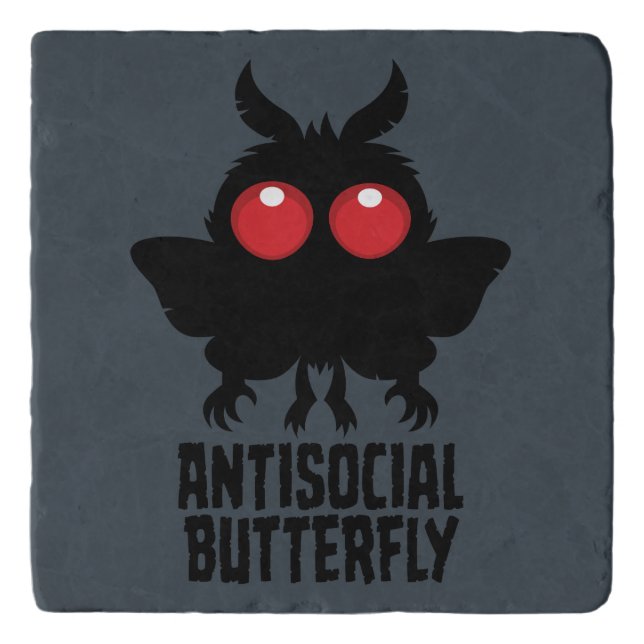 Antisocial Butterfly Mothman Cryptid Trivet (Front)