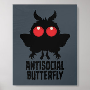 Antisocial Butterfly Mothman Cryptid Wood Photo Tile