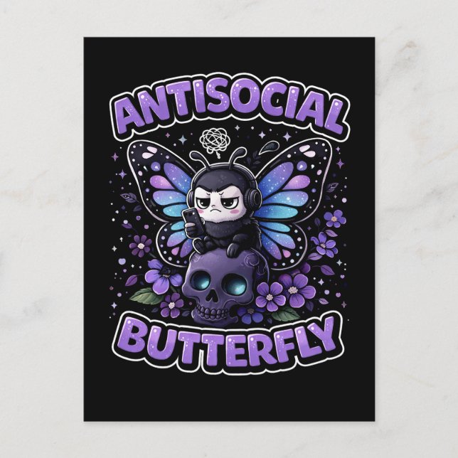 Antisocial Butterfly Postcard (Front)