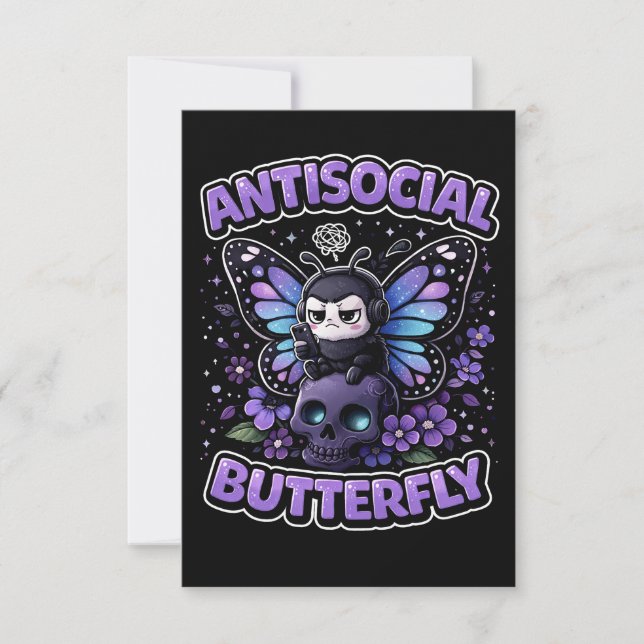 Antisocial Butterfly Thank You Card (Front)