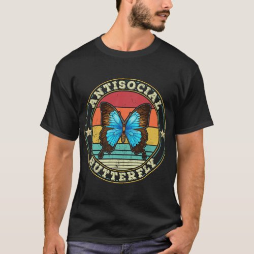 Antisocial Butterfly Vintage Retro Introvert T_Shirt