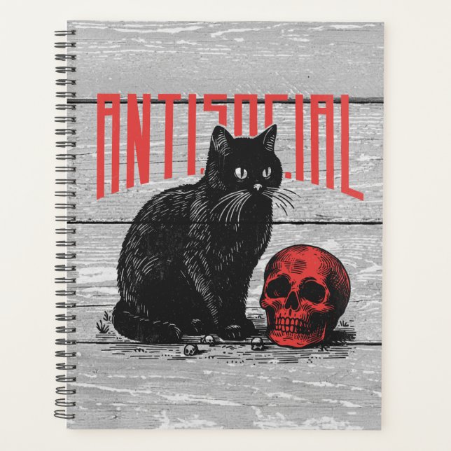 Antisocial Cat and Skull Planner (Front)