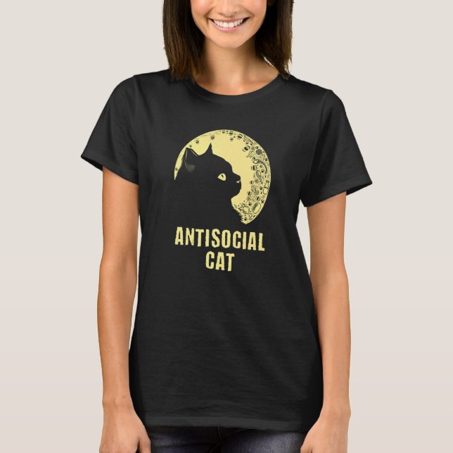 Antisocial Cat  Cat  Humor Kitten Introvert T-Shirt (Front)