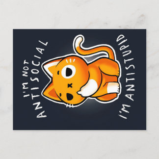 Antisocial Cute Cat Gift| Cat For Birthday Announcement Postcard