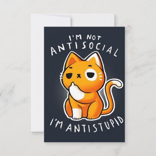 Antisocial cute Cat RSVP Card