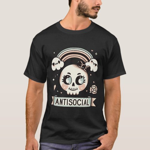 antisocial cute skeleton  T_Shirt