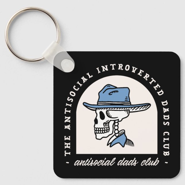 Antisocial dads club introverted cowboy dad funny keychain (Front)