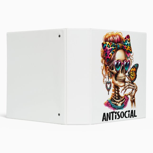 Antisocial Skeleton Lady 3 Ring Binder (Background)