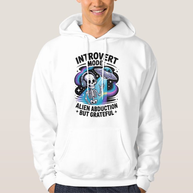 Antisocial Skeleton UFO Funny Space Introvert Hoodie (Front)